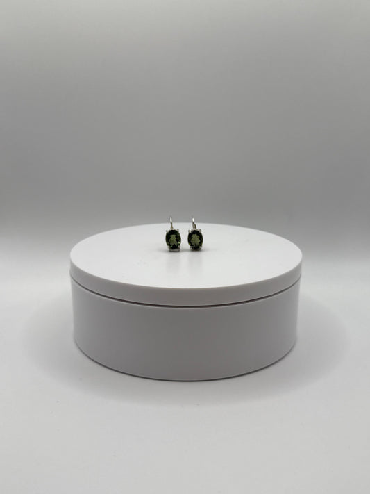 Minimalist Moldavite Earrings – Sterling Silver - Weight 2.77 Grams