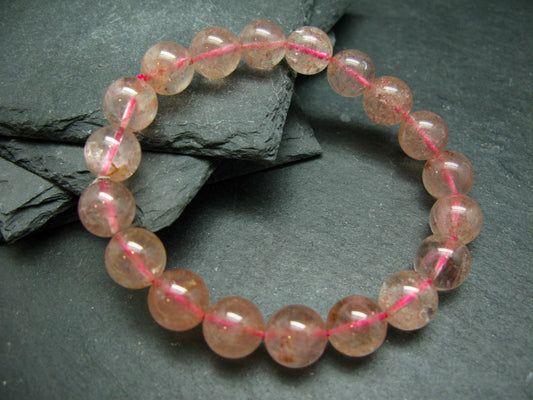 Strawberry Quartz Genuine Bracelet ~ 7 Inches ~ 11mm Round Beads