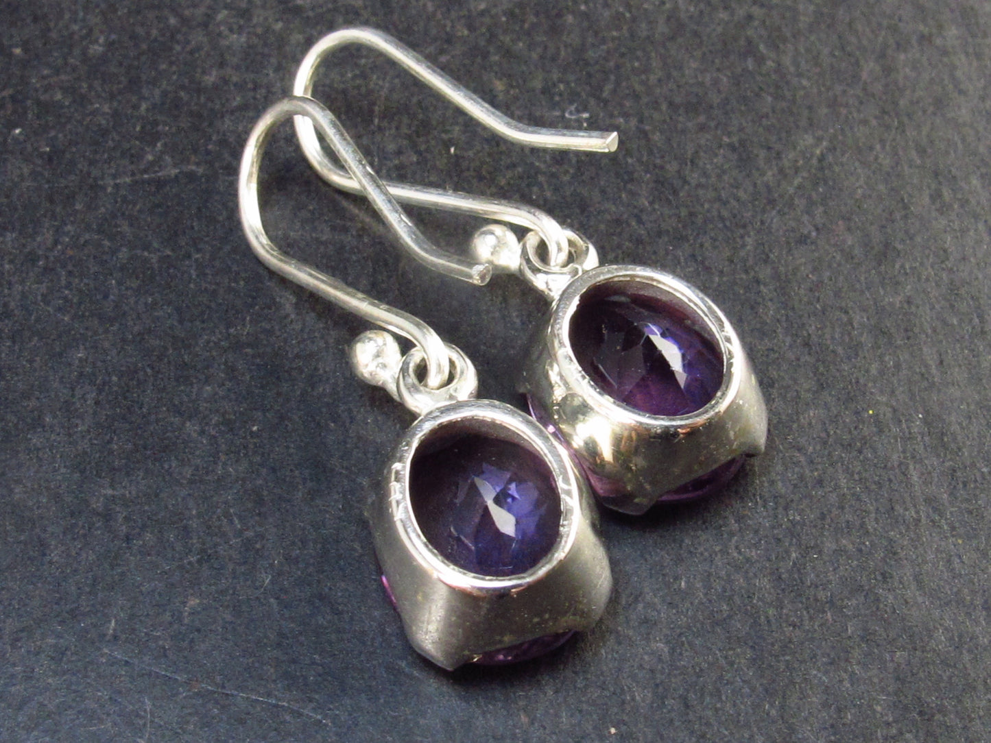 Orchid St. Valentine Gem!! Facetted Natural Amethyst 925 Sterling Silver Drop Earrings - 1.1" - 3.8 Grams