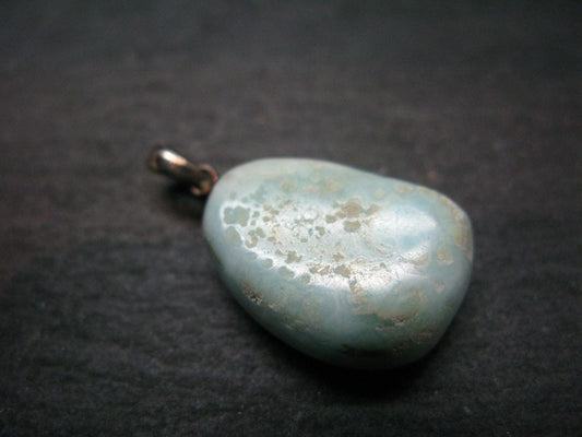 Rare Blue Larimar Pectolite Silver Pendant From Dominican Republic - 1.1" - 4.68 Grams