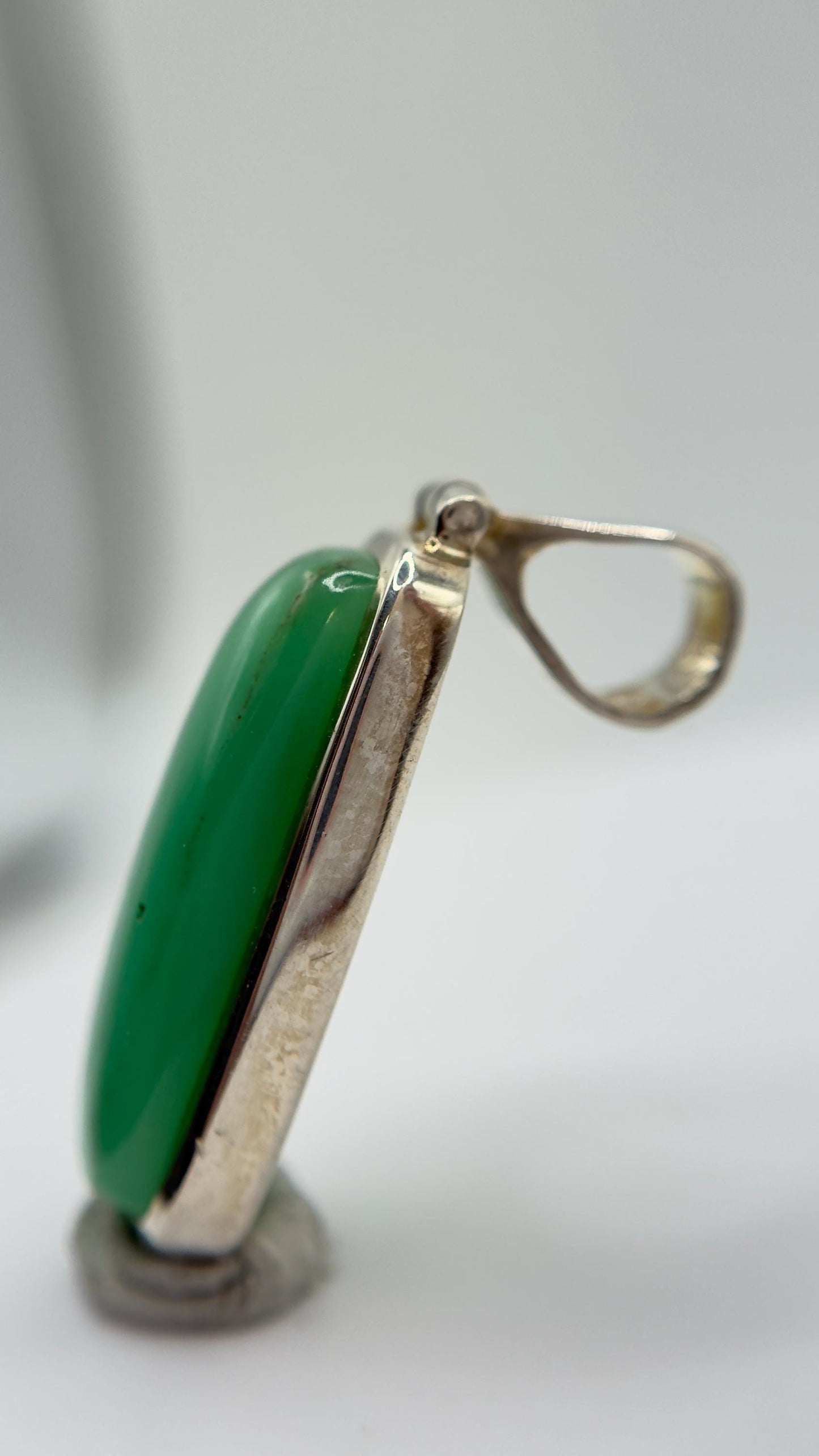 Natural Chrysoprase Pendant – Green Gemstone Sterling Silver Jewelry - Weight 6.07 g