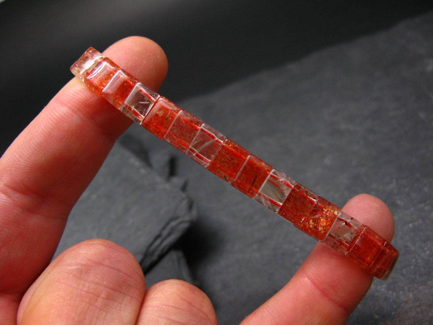 Sunstone Genuine Bracelet ~ 7 Inches ~ 8mm Squared Beads