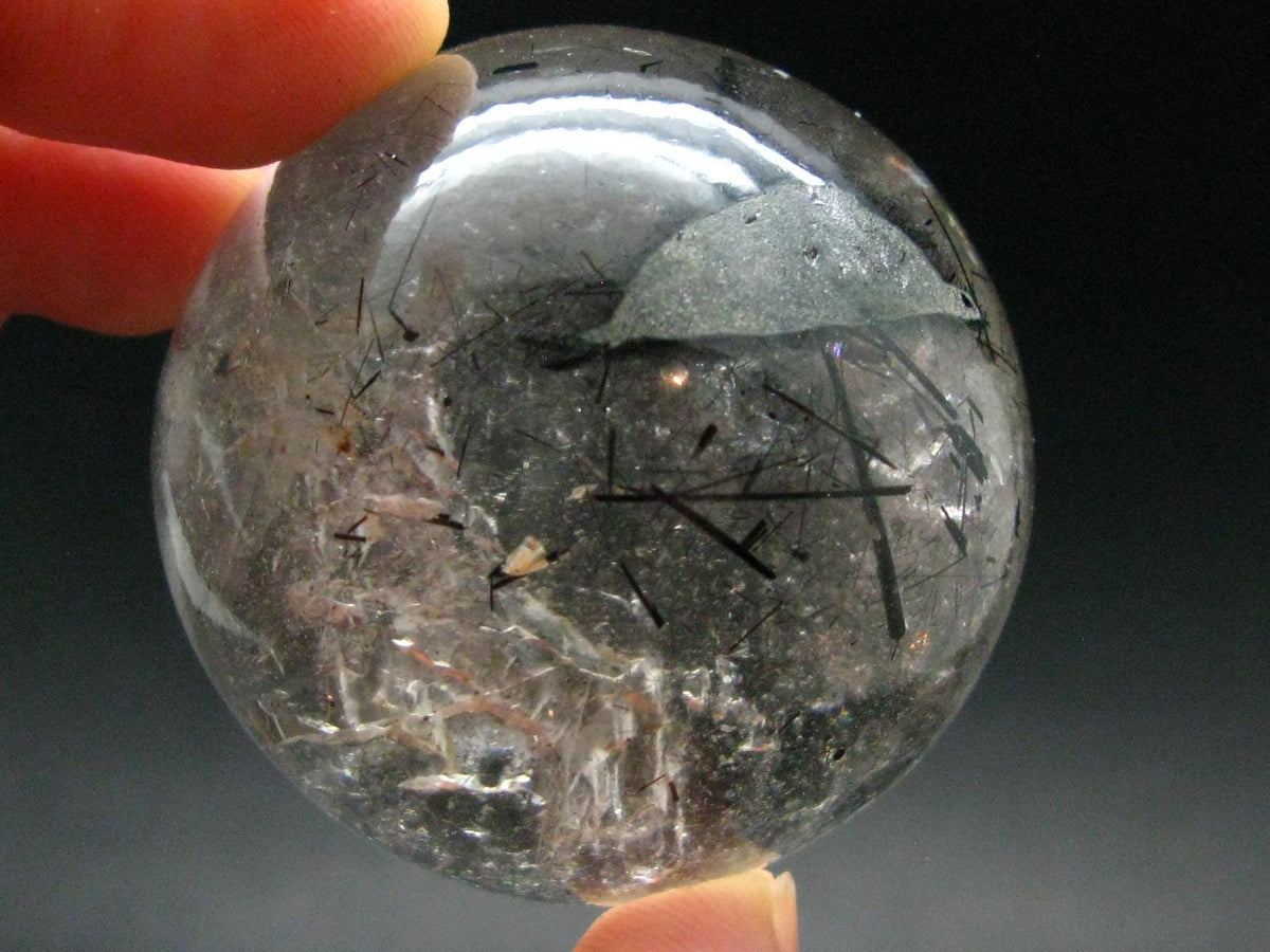 Fine Black Tourmaline In Quartz Sphere From Brazil - 1.9"