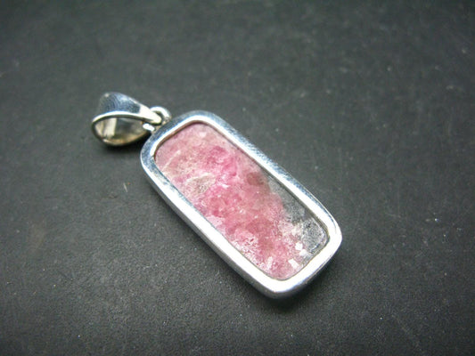 Vivid Juice Carmine Red Gem Rhodonite Silver Pendant From Brazil - 1.6" - 8.55 Grams