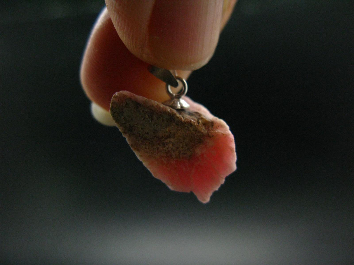 Rare Pink Tugtupite Sterling Silver Pendant From Greenland - 0.8" - 1.62 Grams
