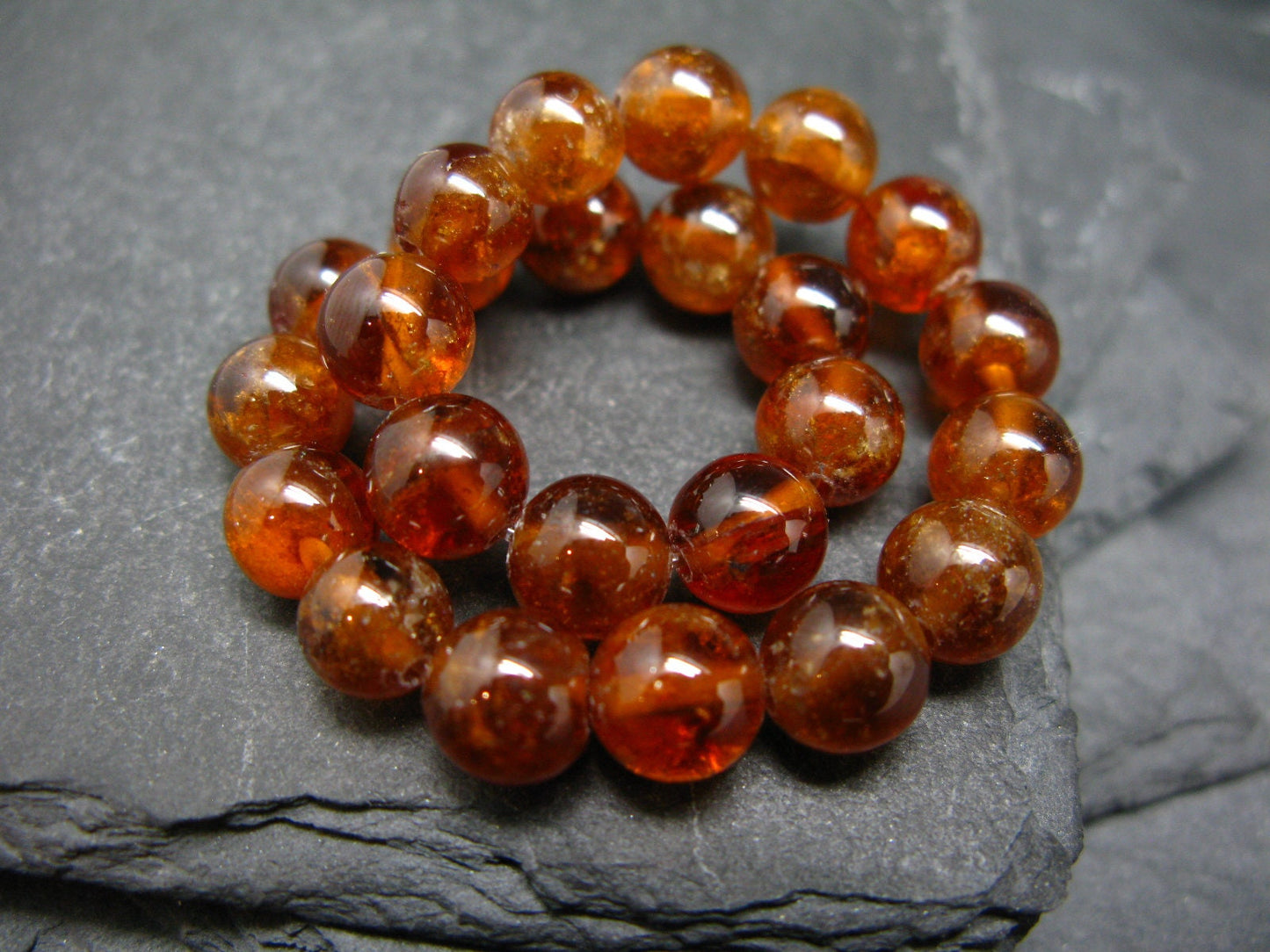 Garnet Hessonite Genuine Bracelet ~ 7 Inches ~ 8mm Round Beads