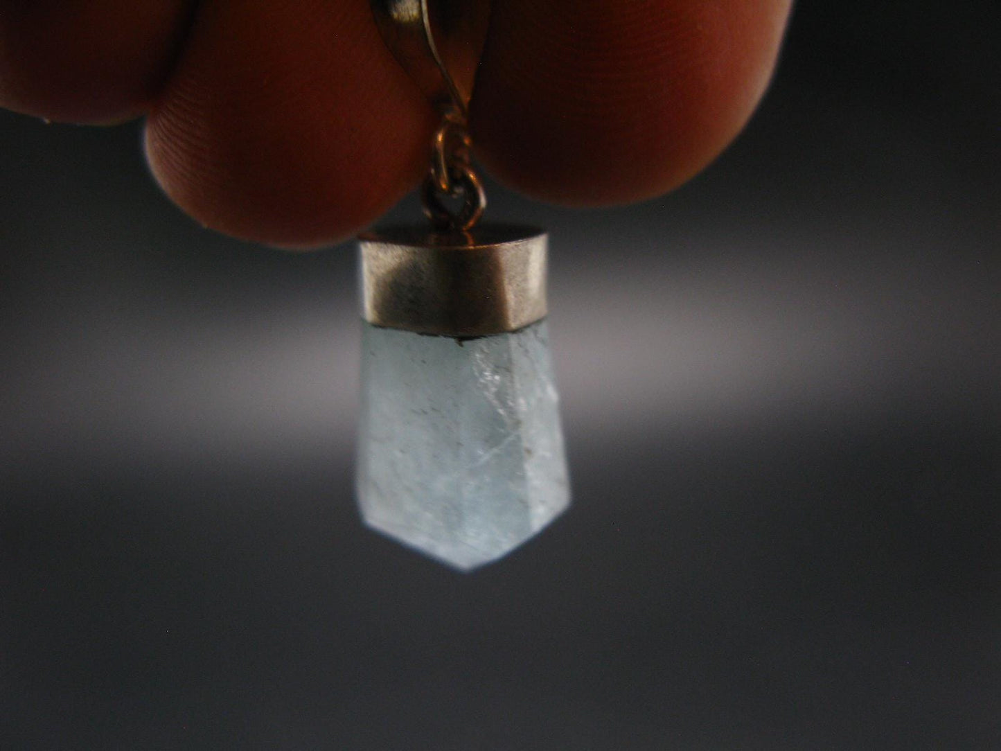 Fantastic Gemmy Aquamarine Crystal Silver Pendant From Brazil - 0.9" - 1.84 Grams