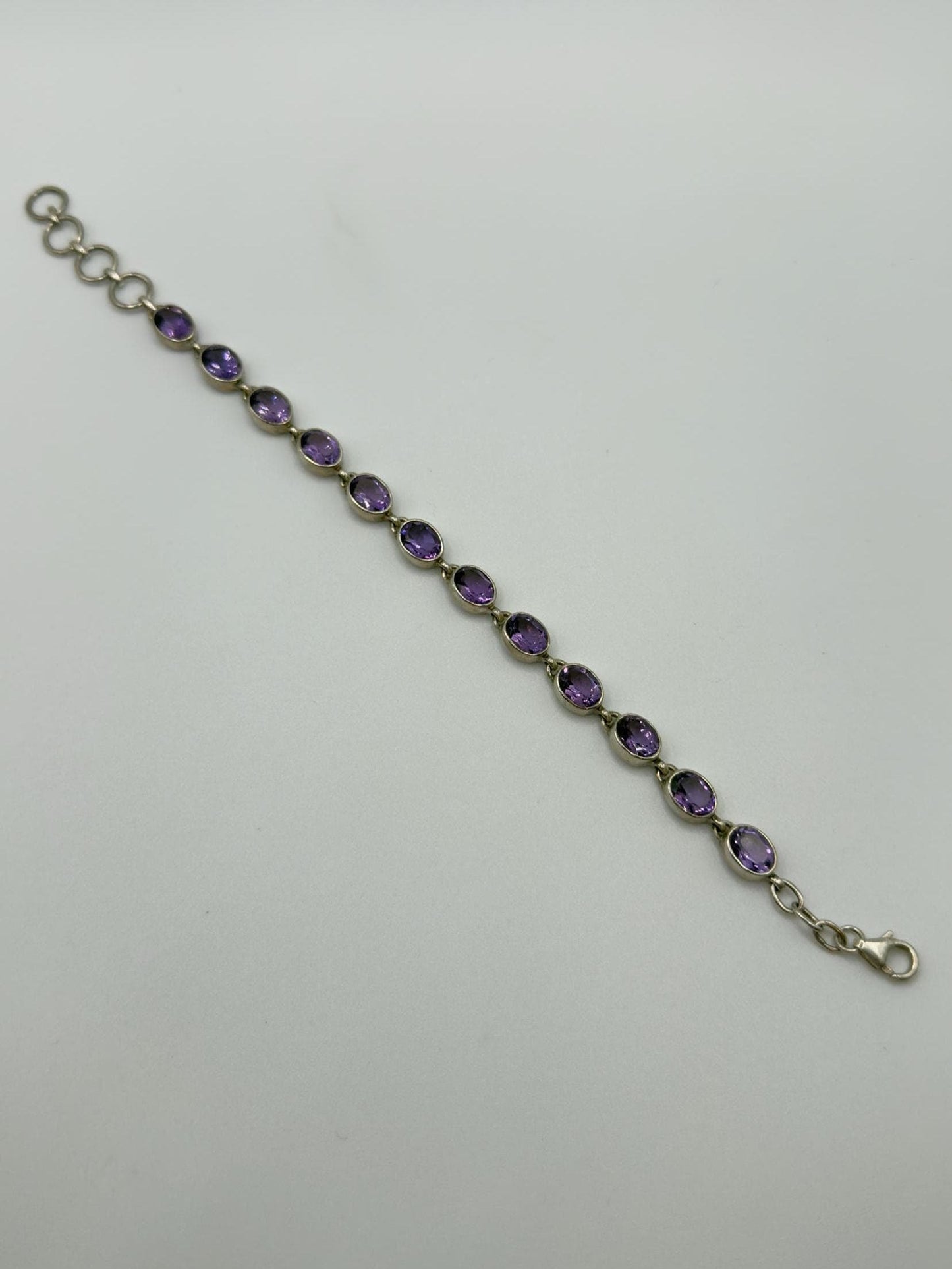 Amethyst Bracelet – Oval Faceted Gemstones – Elegant Crystal Jewelry - 13.99 Grams
