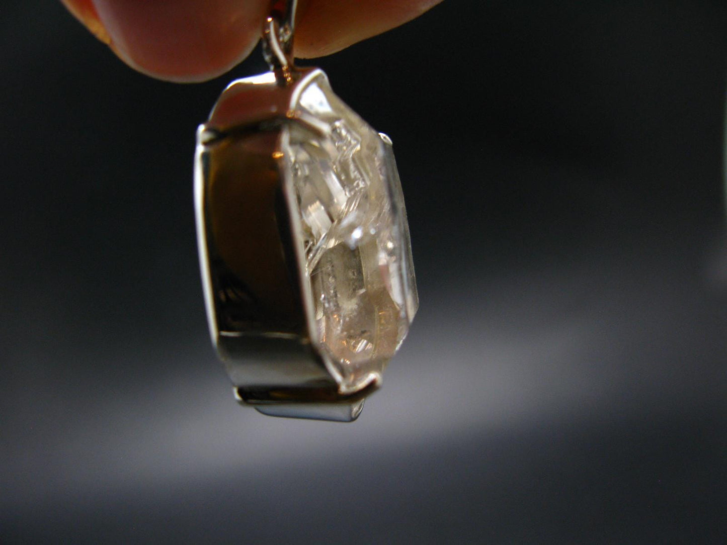 Fine Natural Herkimer Diamond Silver Pendant From New York - 1.4" - 9.79 Grams