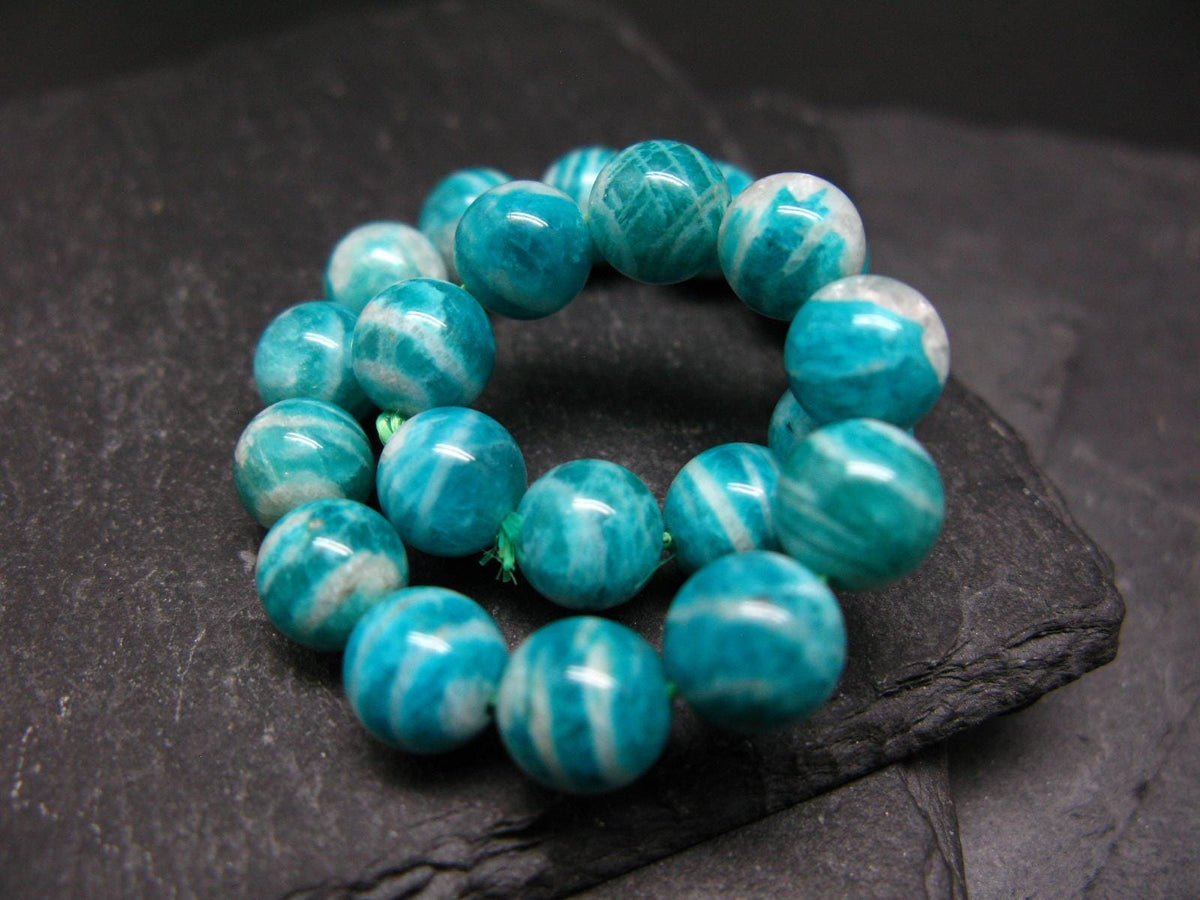 Russian Amazonite Genuine Bracelet ~ 7 Inches ~ 9mm Round Beads