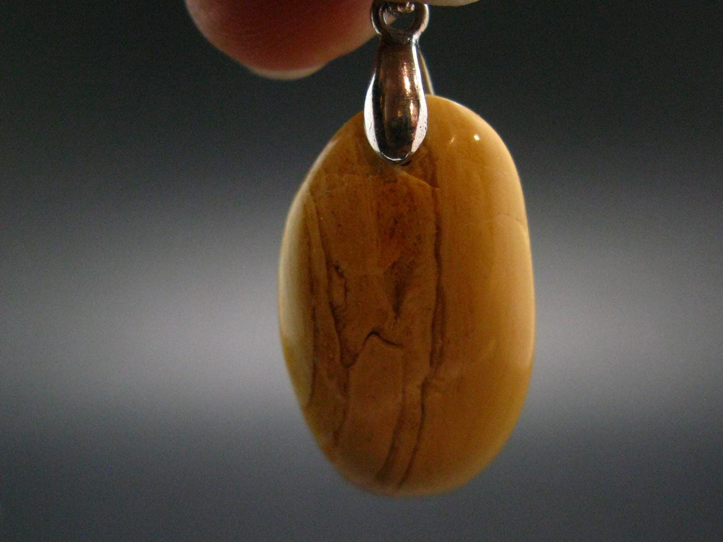 Amber Tumbled Silver Pendant From Poland - 1.5" - 2.80 Grams