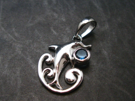 Blue Topaz Sterling Silver Pendant From Brazil - 1.3" - 3.51 Grams