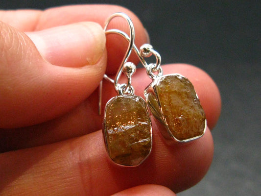 Rare Herderite Crystal Silver Earrings from Brazil - 2.94 Grams