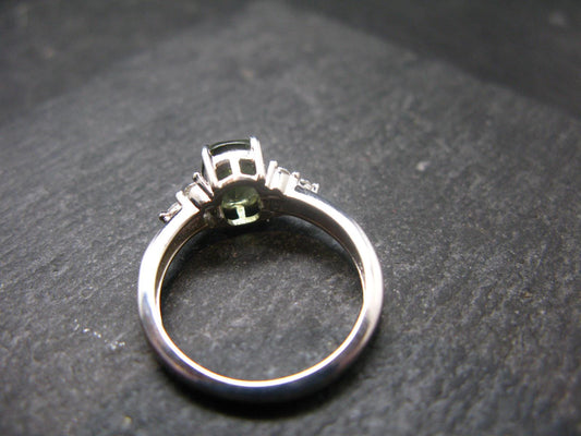 Moldavite Sterling Silver Ring From Czech Republic - Size 7.75 - 2.84 Grams