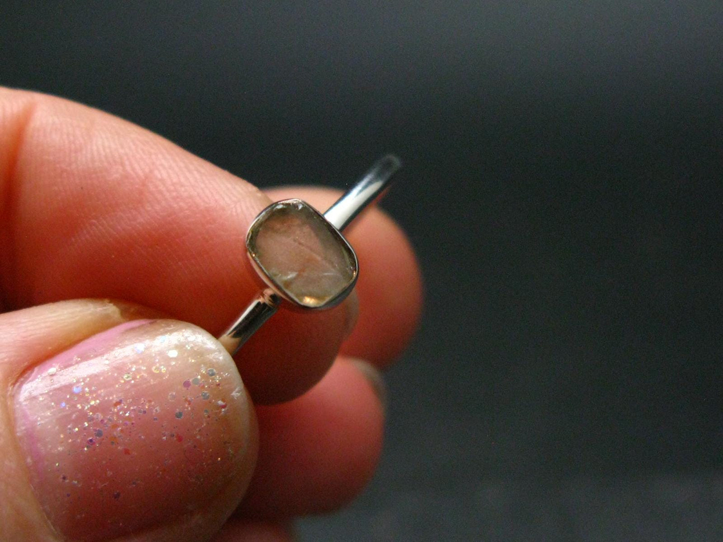 Green Herderite Silver Ring From Brazil - 1.87 Grams - Size 8