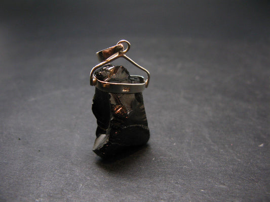 Unpolished Elite Shungite Silver Pendant from Russia - 1.5" - 5.76 Grams