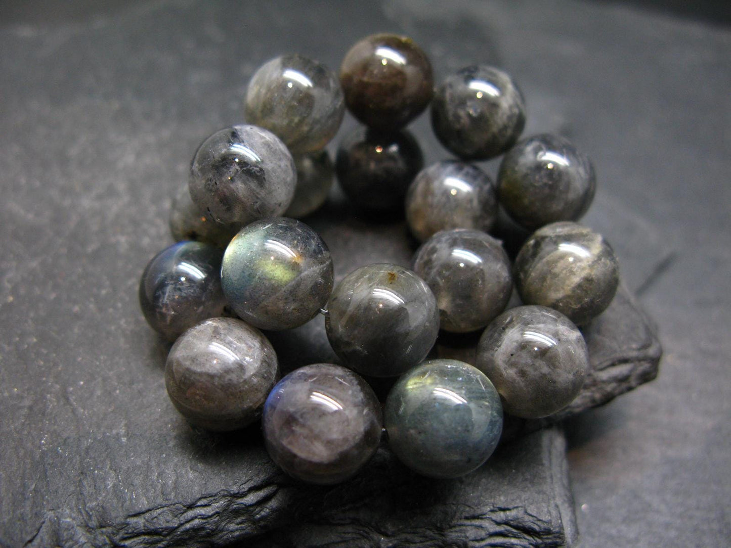 Labradorite Genuine Bracelet ~ 7 Inches ~ 10mm Round Beads