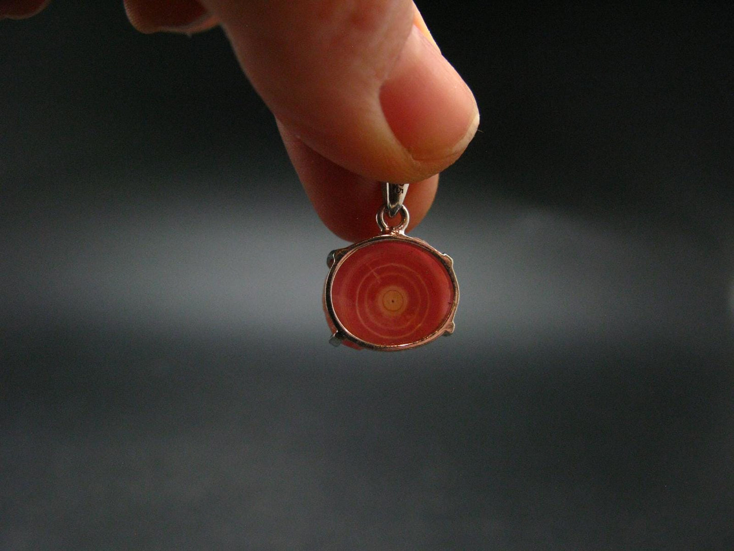 Rhodochrosite Sterling Silver Pendant From Alma Colorado - 0.7" - 2.77 Grams