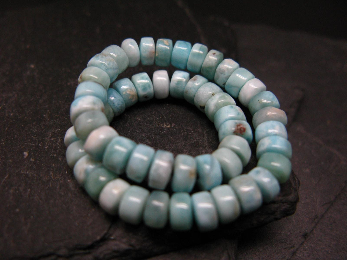 Larimar Genuine Bracelet ~ 7 Inches ~ 6mm Rondelle Beads