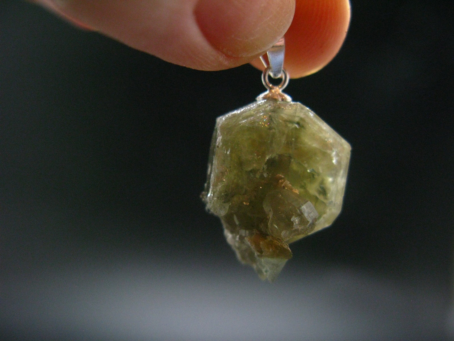 Green Apatite Crystal Silver Pendant From Portugal - 1.1" - 4.32 Grams