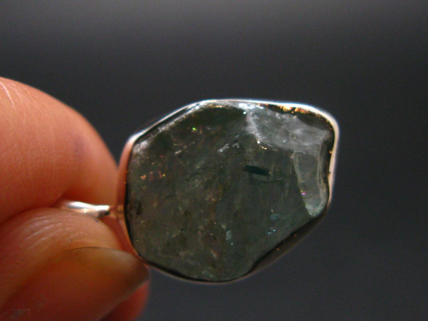 Blue Zircon Gem Crystal Silver Pendant From Cambodia - 0.9" - 3.31 Grams