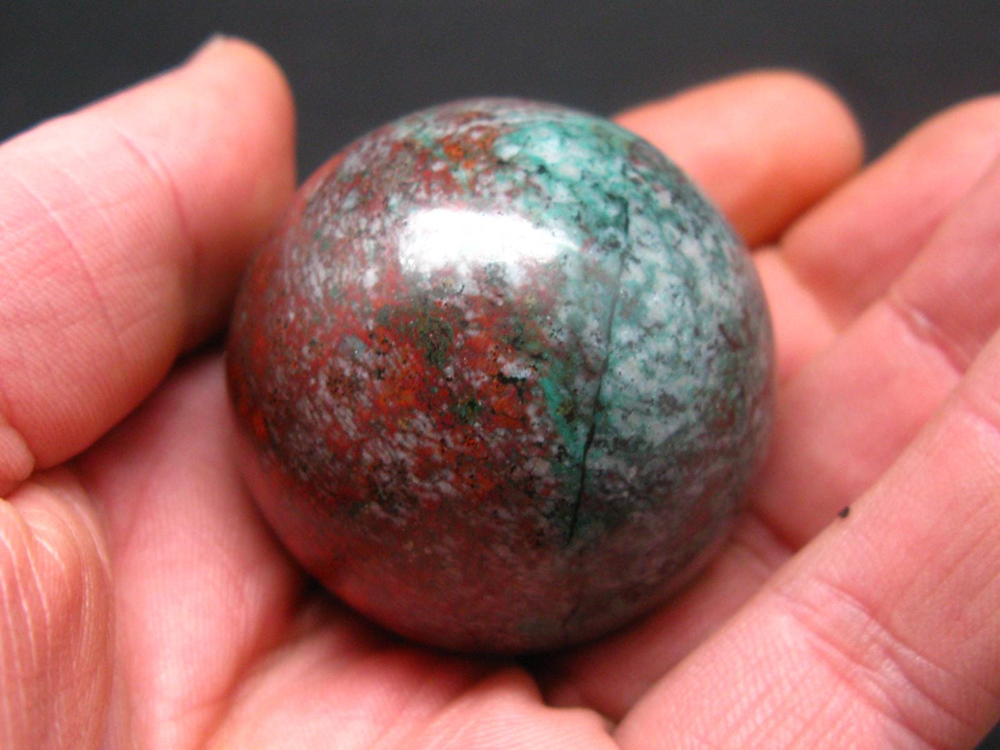 Crimson Cuprite w/ Chrysocola Sphere Ball from Mexico - 1.6" - 119.2 Grams