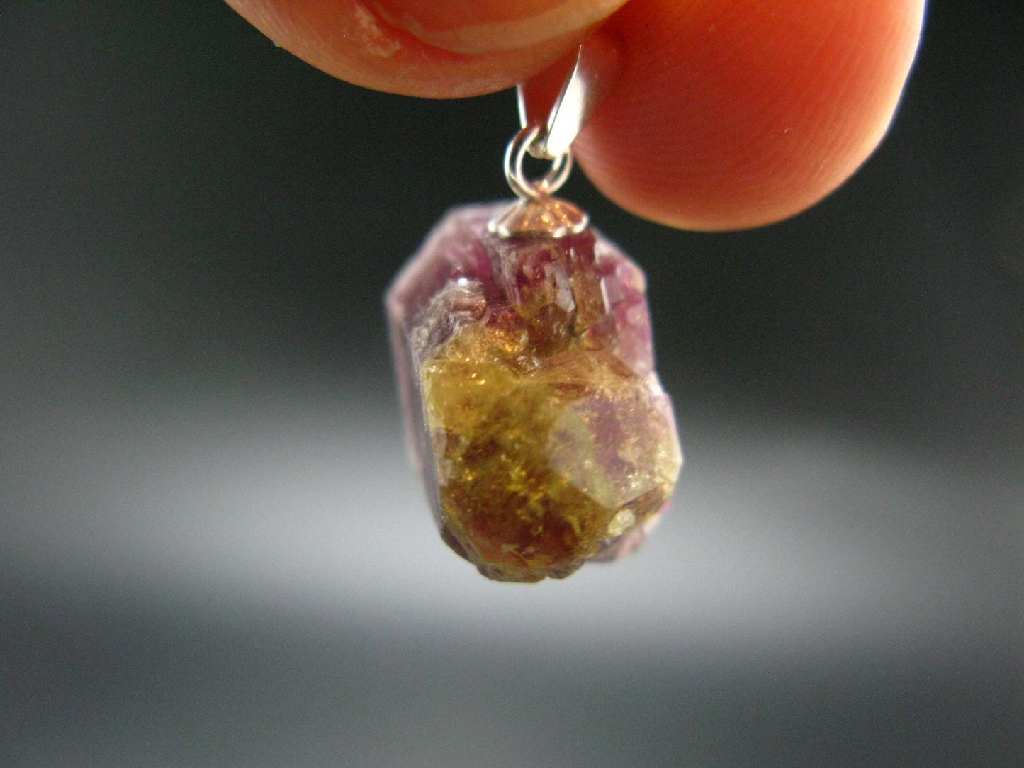 World Famous Jeffrey Mine!! Large Sparkling Vesuvianite Idocrase Crystal Silver Pendant From Canada - 0.8" - 2.93 Grams