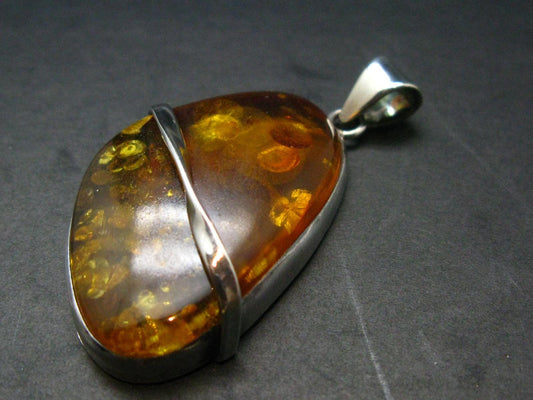 Natural Baltic Amber 925 Silver Pendant - 2.1"