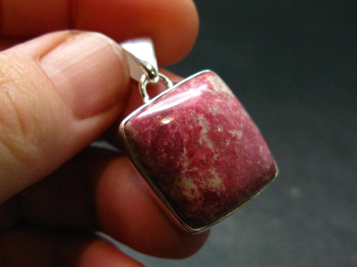 Thulite Silver Plated Pendant From Norway - 1.3" - 6.31 Grams