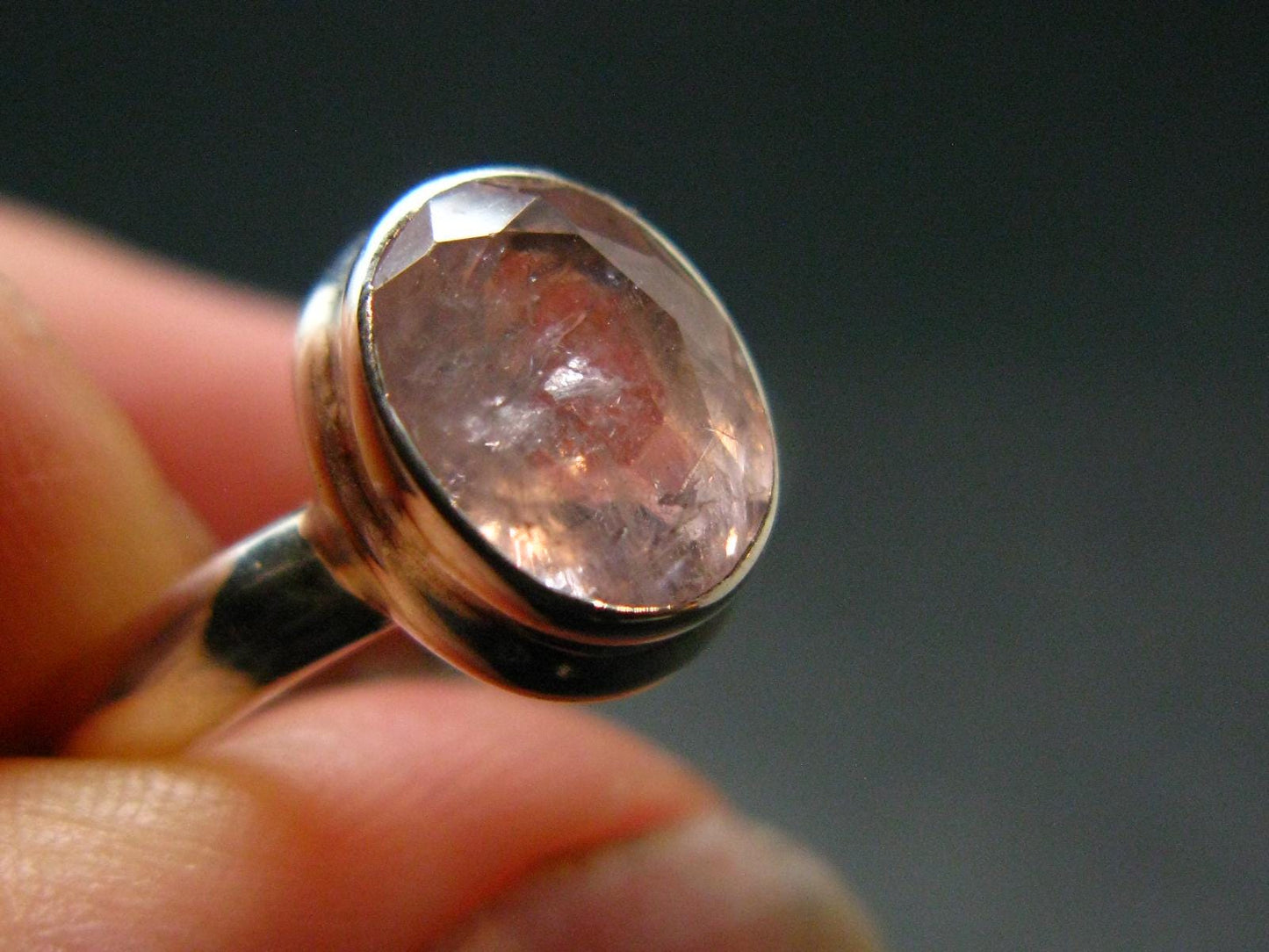 Pink Beryl!! Amazing Natural Morganite Silver Ring From Brazil - Size 8 - 3.34 Grams