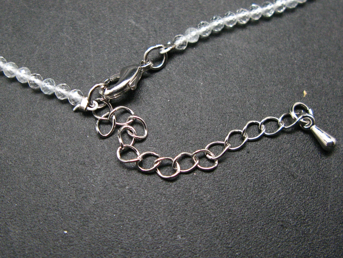 Lightweight Gem Sparkly Faceted Quartz Crystal Tiny 2mm Round Beads Necklace from Madagascar - 16"