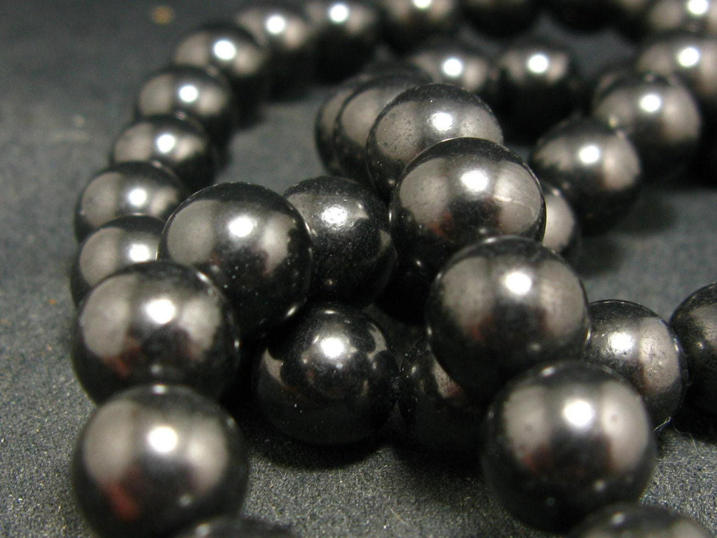 Shungite Necklace with 8mm Round Beads From Russia - 18"