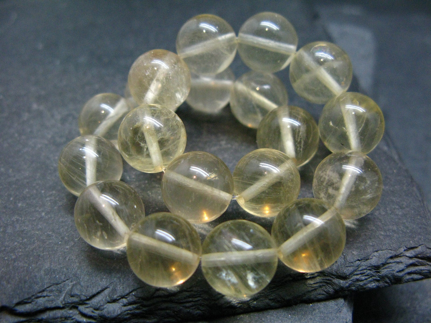 Yellow Fluorite Genuine Bracelet ~ 7 Inches ~ 10mm Round Beads