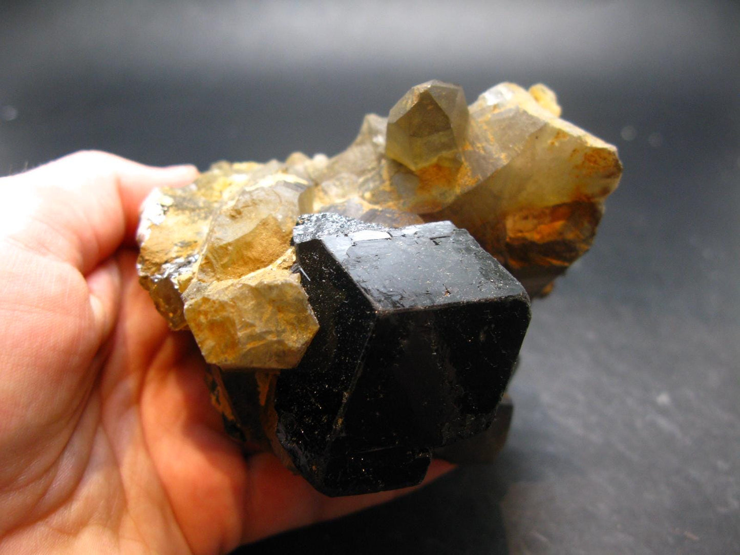 Fine Black Tourmaline and Smoky Quartz Crystal From Namibia - 3.6"