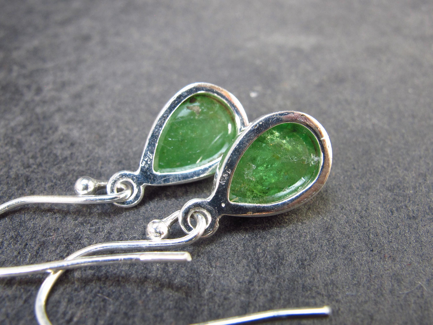 Tsavorite Gem Green Garnet Sterling Silver Earrings from Tanzania - 3.16 Grams