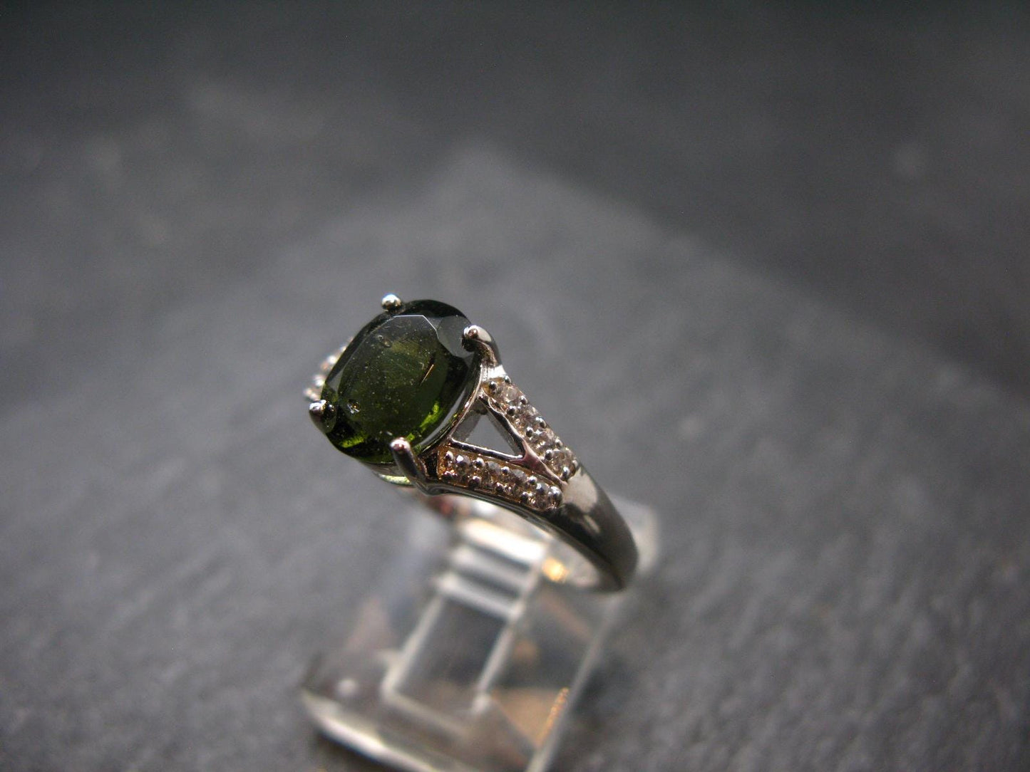 Moldavite Sterling Silver Ring From Czech Republic - Size 7.25 - 3.30 Grams