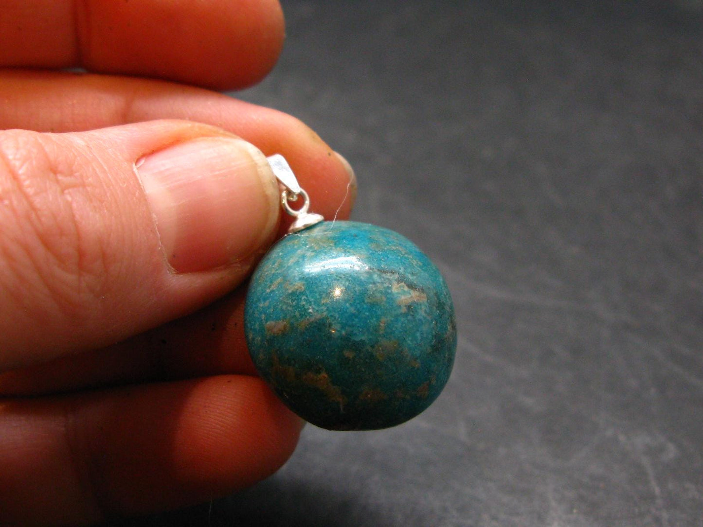 Genuine Turquoise Silver Pendant From Sleeping Beauty Arizona - 1.1" - 6.07 Grams