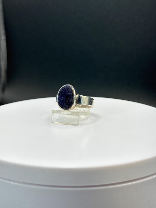 Azurite Ring | Natural Deep Blue Crystal | Sterling Silver Statement Ring - Size 8.5