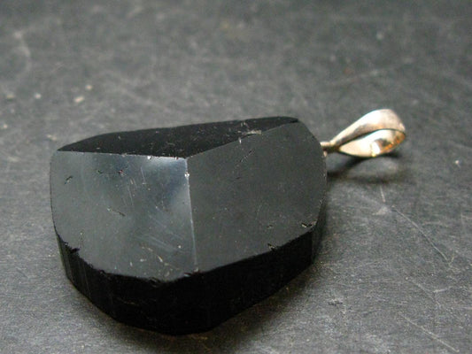 Black Tourmaline Schorl Silver Pendant From Brazil - 1.7" - 18.75 Grams