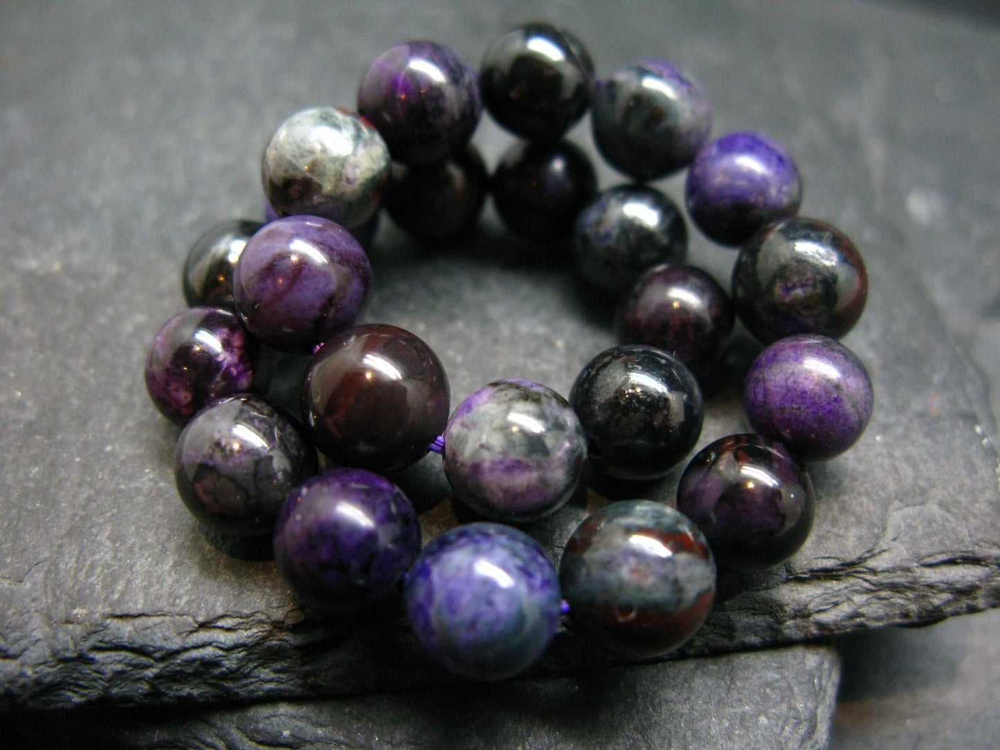 Sugilite Genuine Bracelet ~ 7 Inches ~ 8mm Round Beads