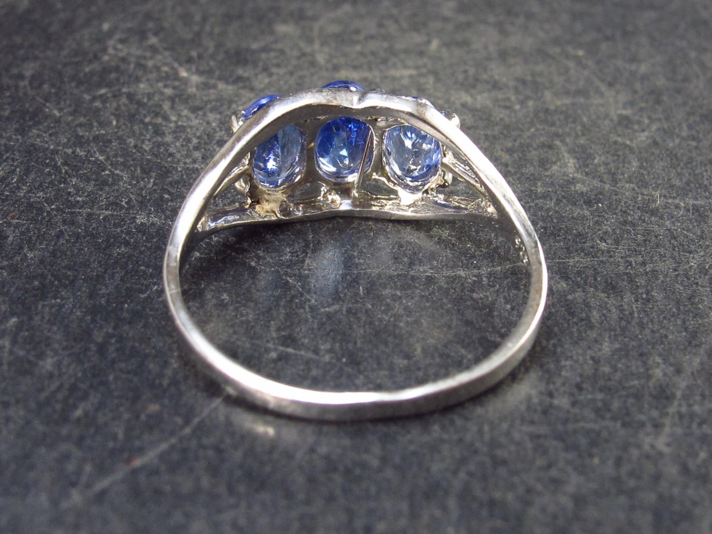 Natural Blue Tanzanite (Zoisite) Crystal Sterling Silver Ring From Tanzania - 1.76 Grams- Size 7.25