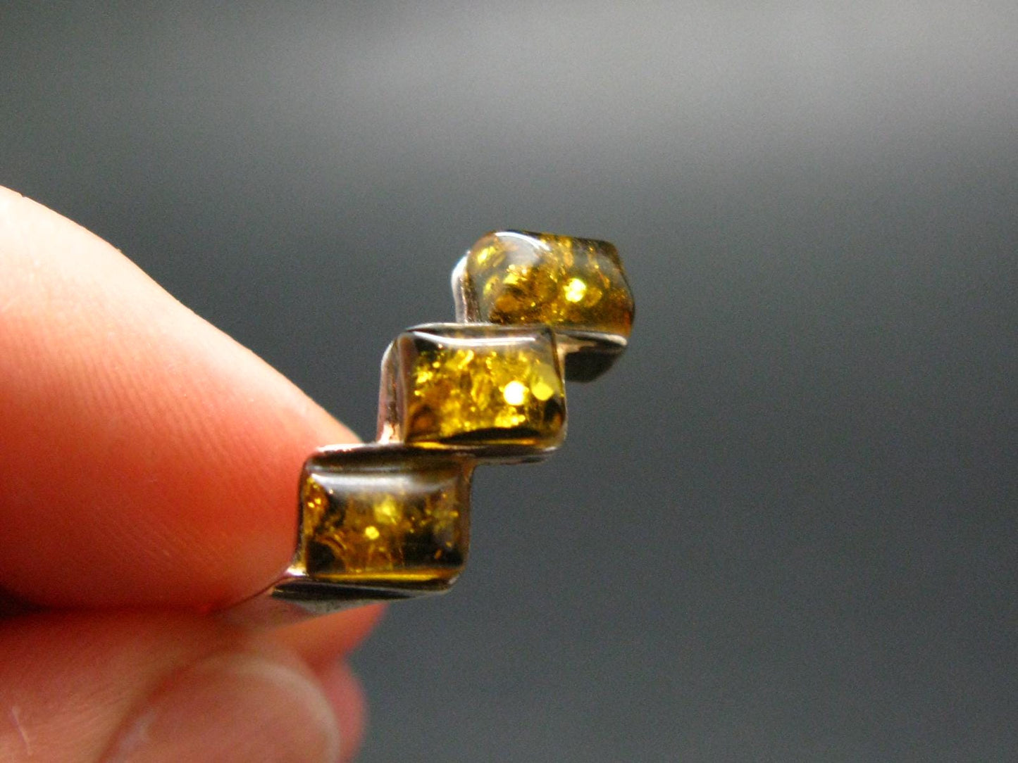 Natural Baltic Amber 925 Silver Ring - Size 8.25