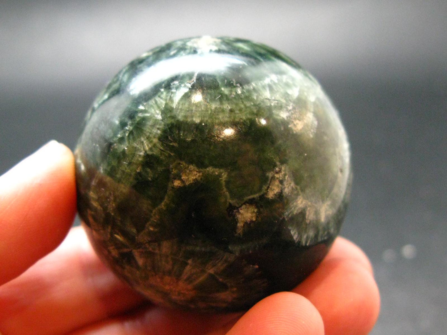 Nice Polished Seraphinite Clinochlore Sphere From Russia - 1.8"