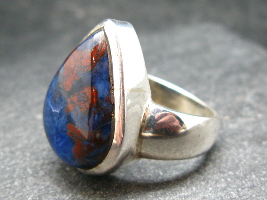 Large Pear shaped Cabochon Brownish Red Bustamite Silver 925 Ring from South Africa - Size 9