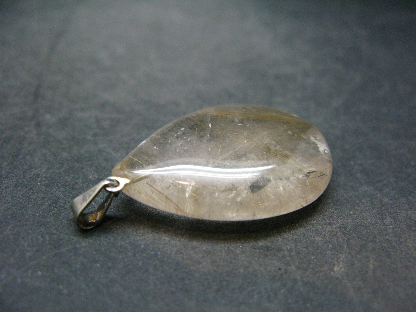 Rutilated Quartz Silver Pendant From Brazil - 1.5"
