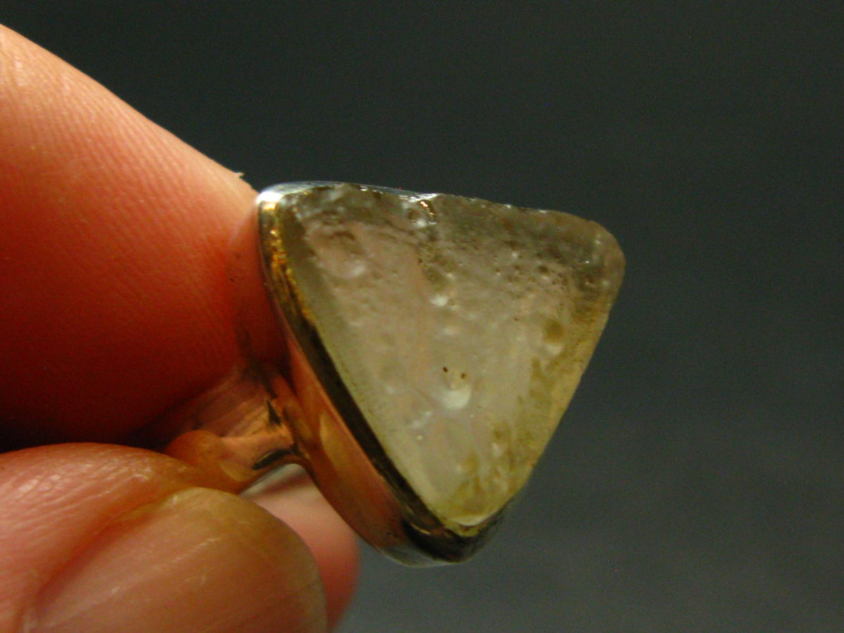 Natural Gem Raw Libyan Desert Glass Tektite Sterling Silver Ring from Libya - Size 6 - 6.47 Grams