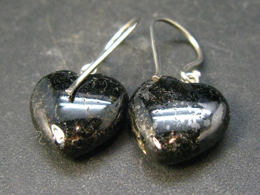 Very Rare Sterling Silver Nuumite Nuummite Earrings From Greenland