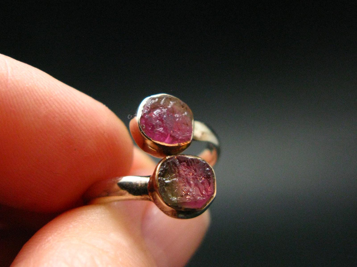 Watermelon Tourmaline Sterling Silver Ring - Size 5 - 2.05 Grams