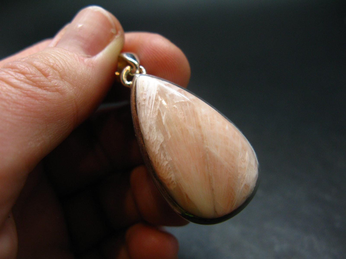 Pink Scolecite Sterling Silver Pendant From India - 1.6"