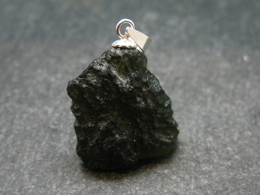Moldavite Tektite Silver Pendant from Czech Republic - 1.0" - 3.28 Grams